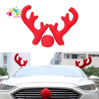 Juego Universal de tela de cuerno de navidad para coche, renos, decoración de nariz