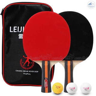Fw-Mesa tenis 2 jugadores juego de 2 raquetas de tenis de mesa y 3 bolas de Ping Pong con cubierta bolsa freewa