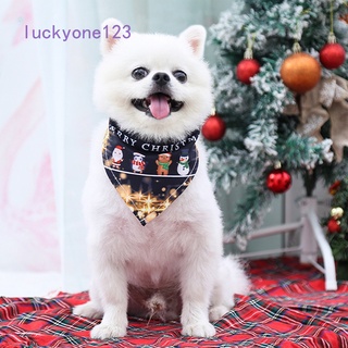 Luckyone123 Pet triángulo Bandanas navidad Santa ciervo impresión grande perro bufanda Collar pañuelo pañuelo cachorro perro mascota pajarita Slobber toalla ropa (1)