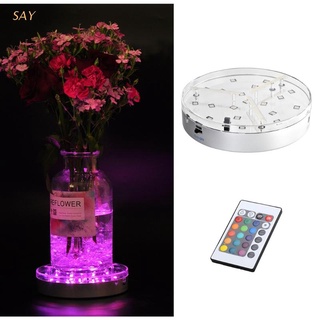 Decir bajo la luz del florero,Muti colores RGB LED Base jarrón luz con mando a distancia y adaptador recargable para mesa centro de mesa decoración del hogar