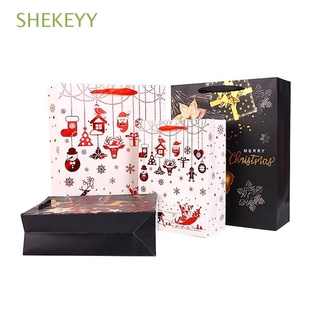 SHEKEYY 4Pcs/Set Christmas Party Merry Christmas Gift Bags 2022 Christmas Candy Box Paper Packing Bag New Year Festival Decor Snowflake Xmas Tree Kids Favors/Multicolor