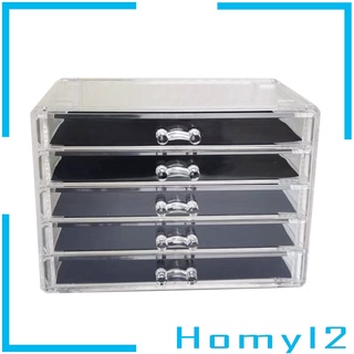 [HOMYL2] Organizador de maquillaje transparente cosméticos caja de almacenamiento tocador tocador 5 cajones