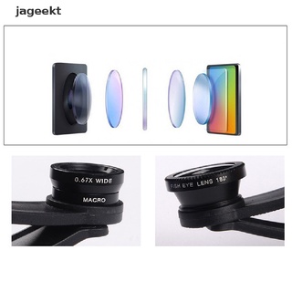 jageekt universal 3 en 1 ojo de pez gran angular macro lente de cámara kit clip en teléfono móvil cl