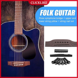 （clicklike） Portable 6-String Guitar Bridge Pins Saddle Nut Acoustic Guitar Accessories