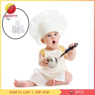 [bao1-10--] Bebés blanco Chef disfraz fotografía Prop, uniforme traje foto Props trajes Chef sombrero + delantal conjunto para niños y niñas