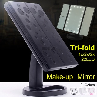 tri-fold led pantalla táctil maquillaje espejo mesa cosmética tocador luz belleza