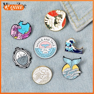 Secret of Ocean Enamel Pin Sea Wave Mermaid Tail Badge Custom Brooches Lapel pin Jeans shirt Bag Freedom Mind Jewelry Gift (1)