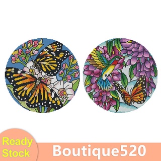 Bou - Kits de bordado de punto de cruz para manualidades, flores de mariposa, 11 quilates, estampado de costura