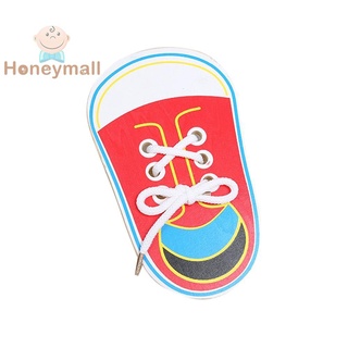 Honeymall 1PC nuevo juguete de madera aprender a atar cordones zapatos cordones coordinación de mano desarrollo