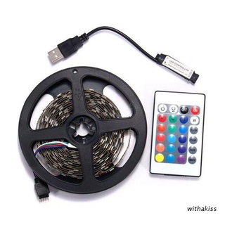 withakiss USB Flexible Waterproof LED Strip Lights IR Remote Controller Tape Lights Color Changing Rope Lamp for Home Ceiling Bar Indoors Bedroom DIY Decoration