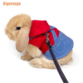 Bigorange~ mascota conejo ropa Denim chaqueta abrigo pequeño Animal arnés correa chaleco bolsa sombrero conjunto (9)