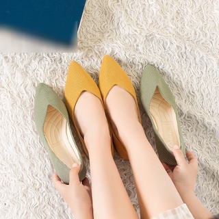 Mujer zapatos planos, moda puntiaguda pisos, Color sólido zapatos barco (8)