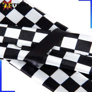 [Fenteer2 3c] corbata para hombre Slim Skinny corbata negro blanco faja a cuadros accesorio (3)