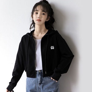 Nuevo abrigo corto de las mujeres coreano suelto delgado con capucha superior