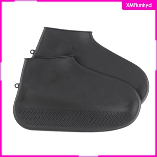 1 par de protectores de silicona antideslizantes impermeables para zapatos al aire libre, color negro (1)