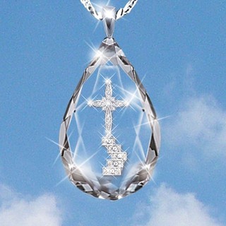 cruz religiosa cielo escaleras colgante mujer moda diamante collar