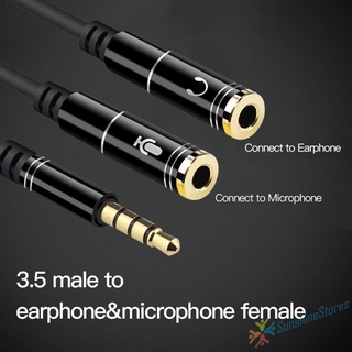 (momodining) 1 macho a 2 hembra 3,5 mm cable de audio auriculares micrófono aux y divisor adaptador