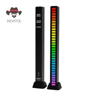 MOJITOL USB 5V APP Sound Control Colorful Light RGB 32 LED Pickup Lamp Bar (Black)