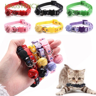 haustency ajustable collares de gato cachorro gatito collar perro collar suministros para mascotas hebilla gato accesorios campana colgante amor corazón/multicolor