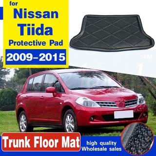 Para Nissan Tiida 2009-2015 a medida de arranque de forro bandeja del coche trasero tronco de carga de la alfombra de piso de la alfombra de barro almohadilla protectora 2010 2011