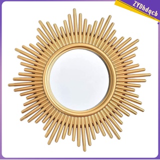 Decorative Hanging Wall Mirror Small Vintage Style Mirror for Wall - Golden Frame Mirror Easy Mounting Perfect for Bathroom, Home Decor