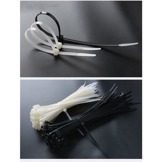 【Estándar nacional completa】Amarre de nailon grande, mediano y pequeño blanco negro fácil de tirar amarre de trinquete de plástico corbata de Cable (10)