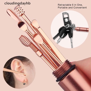 cloudingdayhb 6 unids/set de acero inoxidable espiral oreja cuchara herramienta removedor de cera de oreja kit limpiador de productos populares