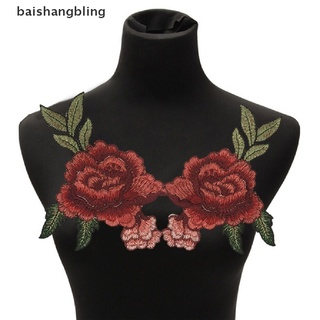 babl 2pcs bordado rosa flor coser en parche insignia bolsa jeans vestido apliques craft bling