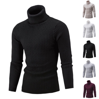 suéter de cuello alto slim fit de alta calidad para hombre (1)