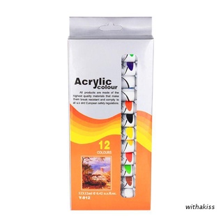 withakiss 12 Colors Professional Acrylic Paint Set 12ml Tubes Drawing Painting Pigment Wall Paint DIY Art Supplies