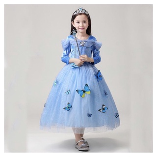 Disfraz vestido de princesa niños cenicienta brazo largo (4)