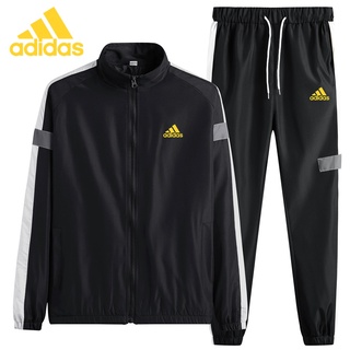 Adidas hombres traje deportivo a prueba de viento chaqueta impermeable Casual dos piezas ejecución pareja conjunto abrigo + pantalones ropa pantalones
