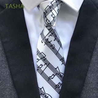 tasha nuevo estilo corbata suave música partitura corbata guitarra festival navidad hombres moda helloween piano