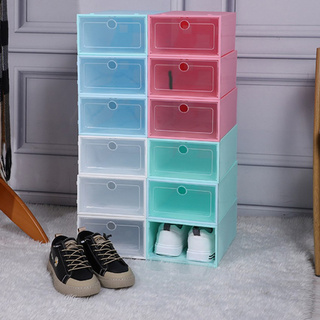 caja de almacenamiento de zapatos plegable flip transparente, caja de almacenamiento portátil apilable, caja de almacenamiento de plástico, utilizada para el almacenamiento de zapatos, ropa, juguetes de peluche y artículos diversos (1)