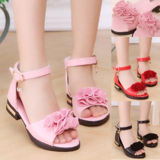 Versión de los niños zapatos sandalias de moda niña princesa zapatos sandalias icónica flor suave zapatos de fondo