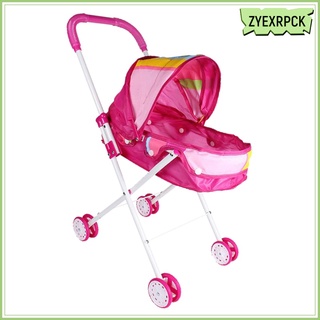 lindo cochecito de muñeca plegable con capucha rosa carrito de bebé walker cochecito