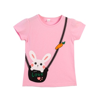 Algodón niña camiseta niños moda verano manga corta niña camisetas de dibujos animados impreso bebé Top para 2-10T (4)
