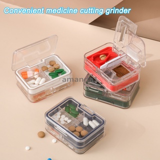 funda de píldora de doble cara para tablet clasificador de medicina conveniente caja de almacenamiento corte y moler medicina (1)