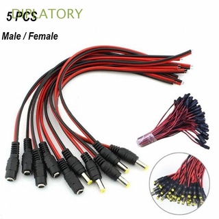DIPLATORY 5pcs New Adapter Cable Security System DC Power Pigtail Plug Connector Full-Copper Wire 12V 5.5x2.1mm Male Female Socket Jack