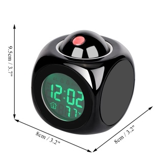 [LED Projector Temperature Digital Alarm Clock] [Creative Digital Projector Office Home Desk Alarm Clock] [USB Charger Square Desktop Table Clock] (9)