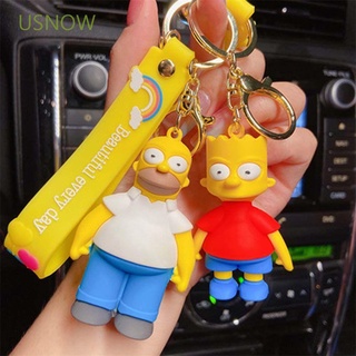 Usnow moda Simpsons llavero niños juguete Anime llavero animación personaje muñeca mochila lindo pareja colgante Catoon Bart Simpson llavero