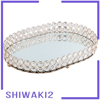[Shiwaki2] espejo bandeja de oro, bandeja ovalada para espejo, Perfume, joyería, cosméticos, maquillaje y más, bandeja decorativa para tocador, tocador, baño, dormitorio