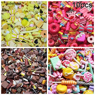 isdeiqsu 10pcs mini juguete de comida pastel galleta donuts miniatura teléfono móvil accesorios cl