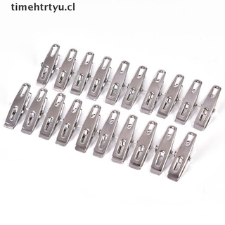 [timehtrtyu] 20 clavijas de acero inoxidable para ropa de lavandería, pinzas de metal para colgar, clips cl