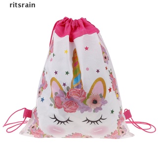 ritsrain unicornio bolsa con cordón de viaje bolsa de almacenamiento mochilas escolares niños regalos de cumpleaños cl