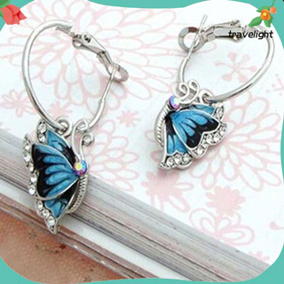 [tl] aretes de aro colgantes de mariposa con diamantes de imitación de cristal azul para mujer