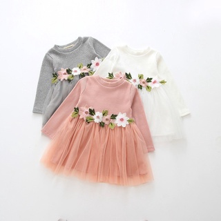 Princess Girl Newborn Baby Girl Cotton Long-sleeve Baby Dress Floral Sundress Summer Outfit
