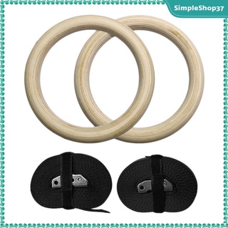 [SimpleShop37] 2 anillos de gimnasio de servicio pesado de madera anillos de gimnasia equipo de gimnasio Pull Ups Dips