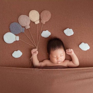 gaea* Newborn Photography Props Baby Wool Felt Balloon Cloud Stars Moon Kite Infant Photo Shooting Decorations (1)