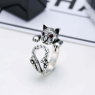 tdmn anillo de gato retro viejo taiyin personalidad moda piedra roja ojo anillo